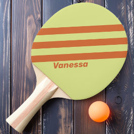 Retro Woestijncactus Drie Strepen met Naam Tafeltennisbatje