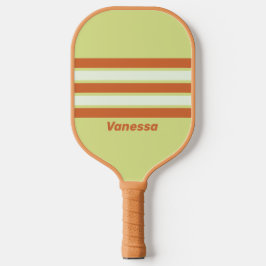 Retro Woestijncactus over Strepen met Naam Pickleball Paddle