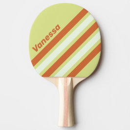 Retro Woestijncactus Schuine Strepen met Naam Tafeltennisbatje