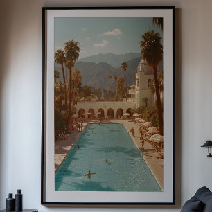 Retro Woestijnoase: Palm Springs Zwembad Bliss Poster