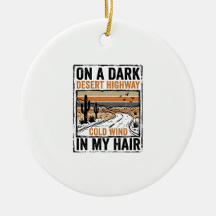 Retro woestijnsnelweg wind grafisch T-shirt ontwer Keramisch Ornament