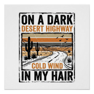 Retro woestijnsnelweg wind grafisch T-shirt ontwer Perfect Poster