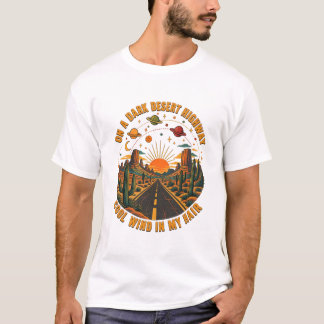 Retro woestijnsnelweg zonsondergang t-shirt