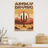 Retro woestijntafereel met cactus poster (Keuken)