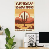 Retro woestijntafereel met cactus poster (Thuiskantoor)
