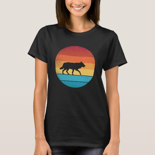 Retro  Wolf en schattig dier T-shirt (Voorkant)