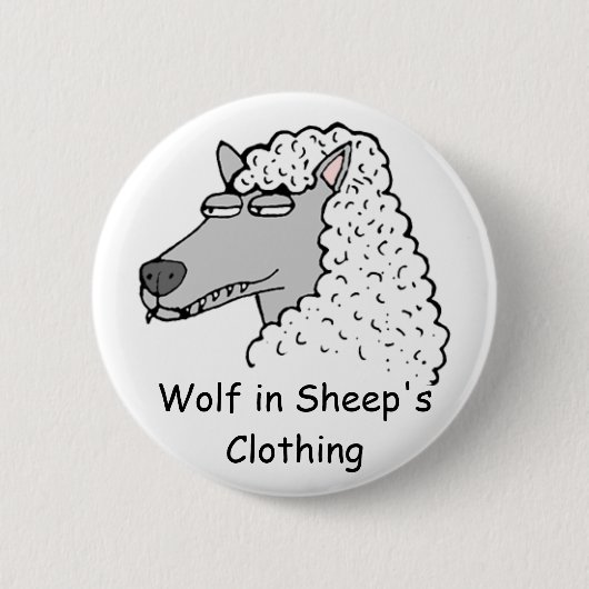 Retro Wolf in Sheep's Clothing Ronde Button 5,7 Cm (Voorkant)