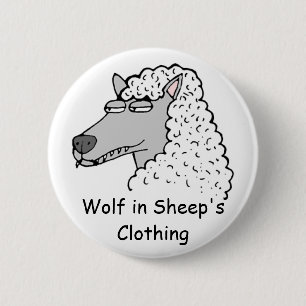 Retro Wolf in Sheep's Clothing Ronde Button 5,7 Cm