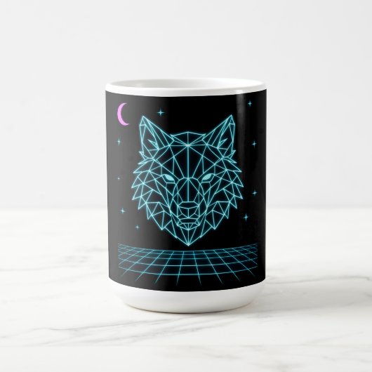 Retro Wolf Synthwave - Neon Nacht Huiler Koffiemok (Center)