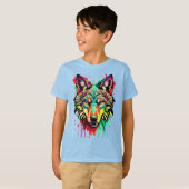Retro Wolf T-Shirt - Colorful Wolf Shirt (Voorkant volledig)
