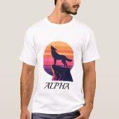  Retro Wolf Zonsondergang Alpha  T-shirt (Voorkant)