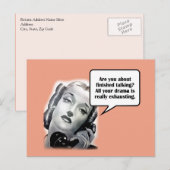 Retro Woman aan de telefoon, Drama Briefkaart (Voorkant / Achterkant)
