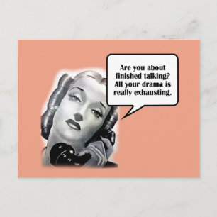 Retro Woman aan de telefoon, Drama Briefkaart