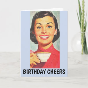 RETRO WOMAN BIRTHDAY COFFEE CARDS KAART