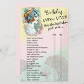  Retro Woman Birthday ooit of nooit game (Voorkant / Achterkant)