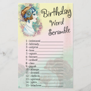  Retro Woman Birthday Word Scramble Game