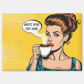 Retro Woman Coffee Magneet (Voorkant)