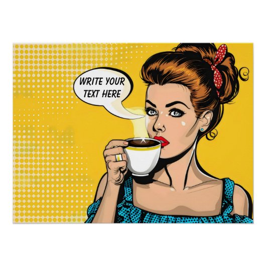 Retro Woman Coffee  Perfect Poster (Voorkant)