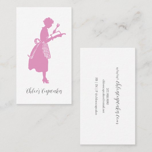 Retro Woman Cupcake Baker Visitekaartje (Voorkant / Achterkant)