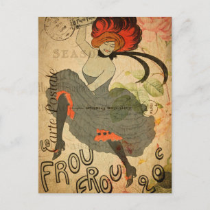  Retro Woman Dancer Floral French uit de jaren 20 Briefkaart