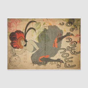  Retro Woman Dancer Floral French uit de jaren 20 Tissuepapier