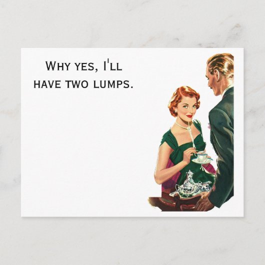 Retro Woman die Briefkaart met koffie heeft bedien (Voorkant)