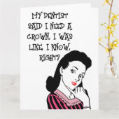 RETRO WOMAN FUNNY QUEEN BIRTHDAY CARDS KAART (Gele Bloem)