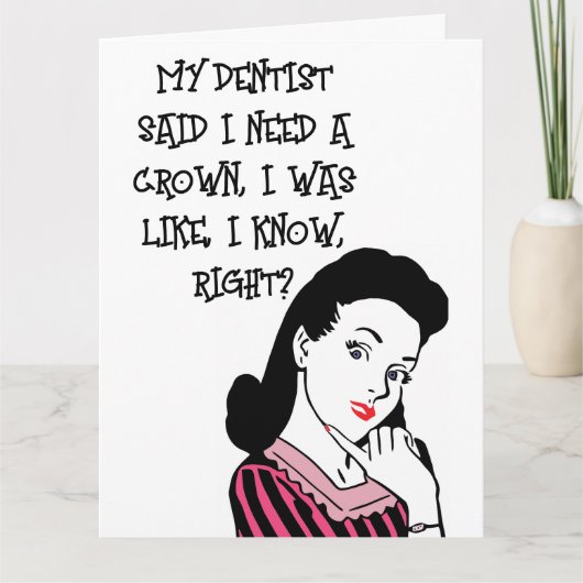 RETRO WOMAN FUNNY QUEEN BIRTHDAY CARDS KAART (Voorkant)