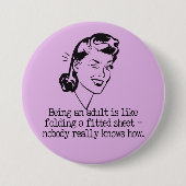Retro Woman Funny Quote Button (Voorkant)