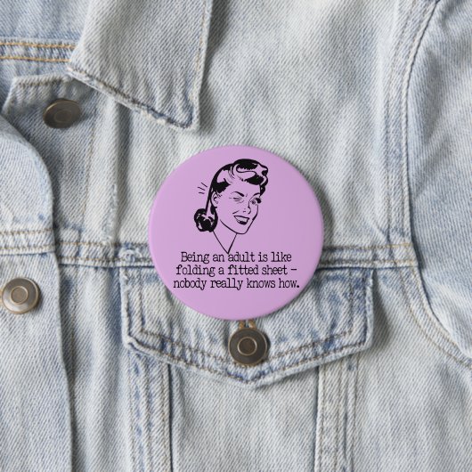 Retro Woman Funny Quote Button (In situ)