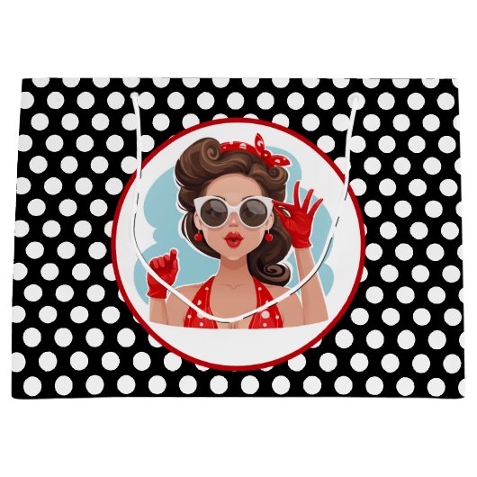 Retro Woman Gift Bag Groot Cadeauzakje (Voorkant)