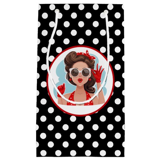 Retro Woman Gift Bag Klein Cadeauzakje (Voorkant)