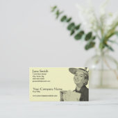 Retro Woman Holding Mail Visitekaartje (Staand voorkant)