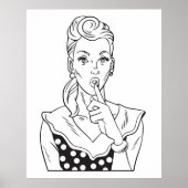 Retro Woman houdt vol stil te blijven Poster (Voorkant)