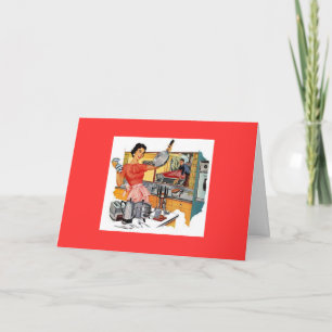 Retro Woman in Kitchen Kaart