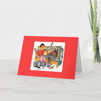 Retro Woman in Kitchen Kaart