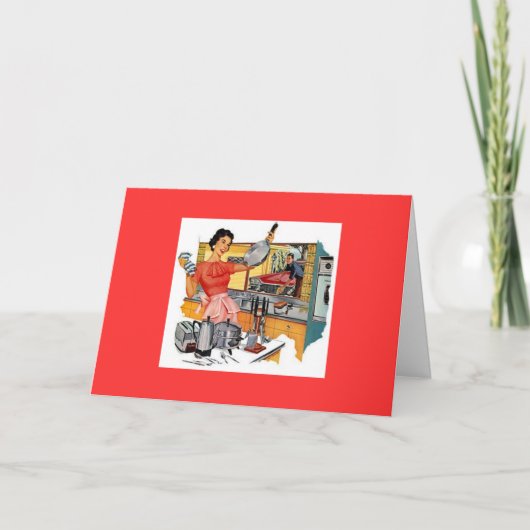 Retro Woman in Kitchen Kaart (Voorkant)