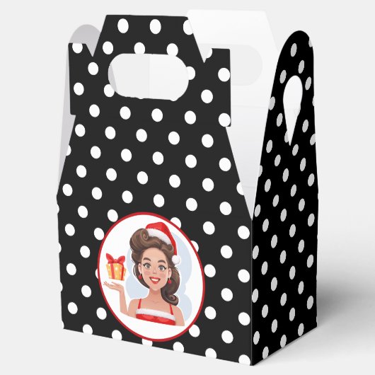 Retro Woman kerstcadeaudoos Bedankdoosjes (Geopend)