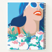 Retro Woman met bloemen en zonneschijn Notitieboek (Achterkant)