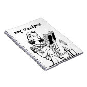 Retro Woman met Cookbook Notitieboek (Rechterzijde)