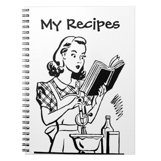 Retro Woman met Cookbook Notitieboek (Voorkant)