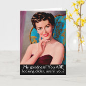 Retro Woman Sarcastic Birthday Kaart (Gele Bloem)