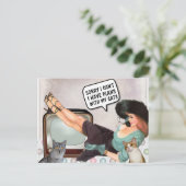RETRO WOMAN SORRY CAN'T PLANS WITH CATS POSTCARDS BRIEFKAART (Staand voorkant)