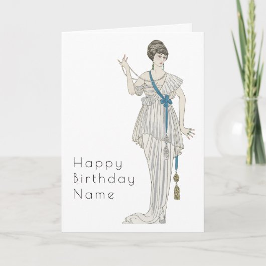 Retro Woman Toga Dress Art Deco Birthday Card Kaart (Voorkant)