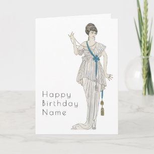Retro Woman Toga Dress Art Deco Birthday Card Kaart