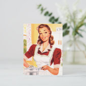 Retro Women Kitsch 50s Keukenmagisch Briefkaart (Staand voorkant)