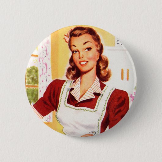  Retro Women Kitsch 50s Keukenmagisch Ronde Button 5,7 Cm (Voorkant)