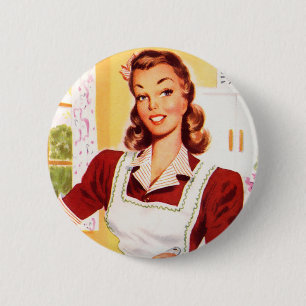  Retro Women Kitsch 50s Keukenmagisch Ronde Button 5,7 Cm
