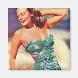  Retro Women Kitsch Forties Swimsuit Girl Magneet