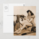  Retro Women Machine Gunner Girl Briefkaart (Voorkant / Achterkant)